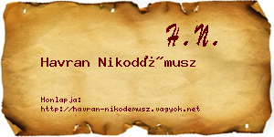 Havran Nikodémusz névjegykártya
